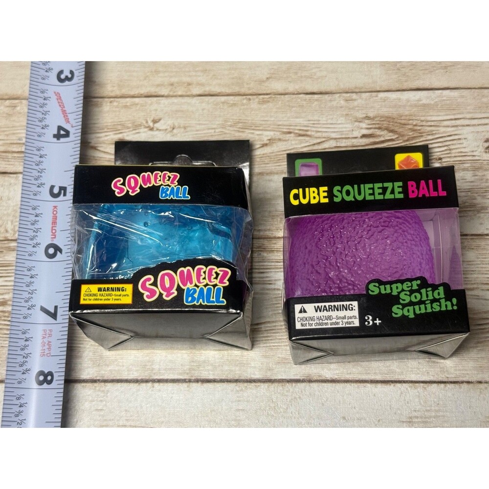 2 Not Nee doh like Super Squish Cube Ball Stress Toys 1 Clear Blue + 1 Textured